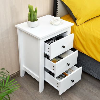 Nightstand End Beside Table Drawers Modern Storage Bedroom Furniture-Black