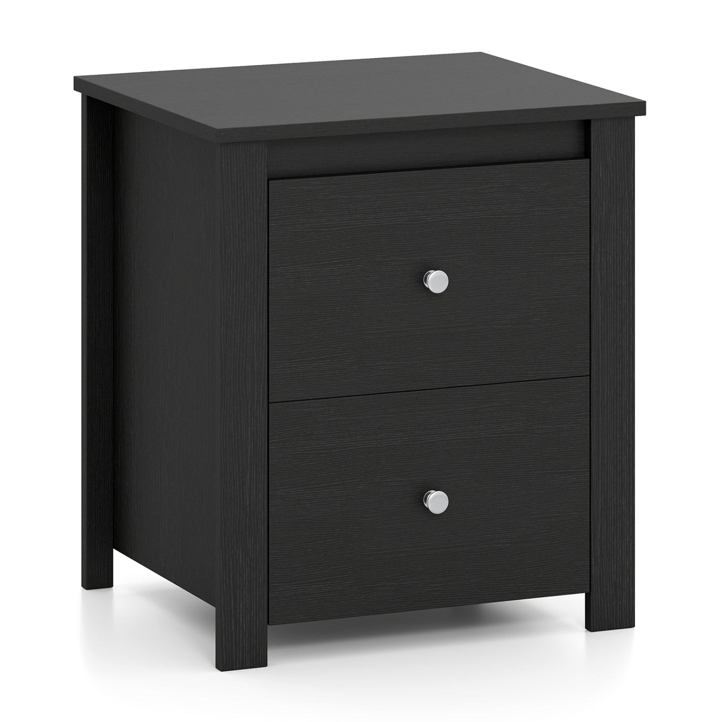 Nightstand with 2 Drawers & Storage for Bedroom Living Room Small Spaces-Black