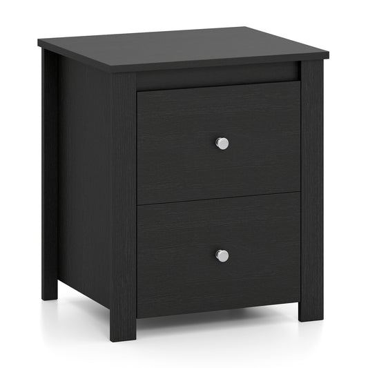 Nightstand with 2 Drawers & Storage for Bedroom Living Room Small Spaces-Black