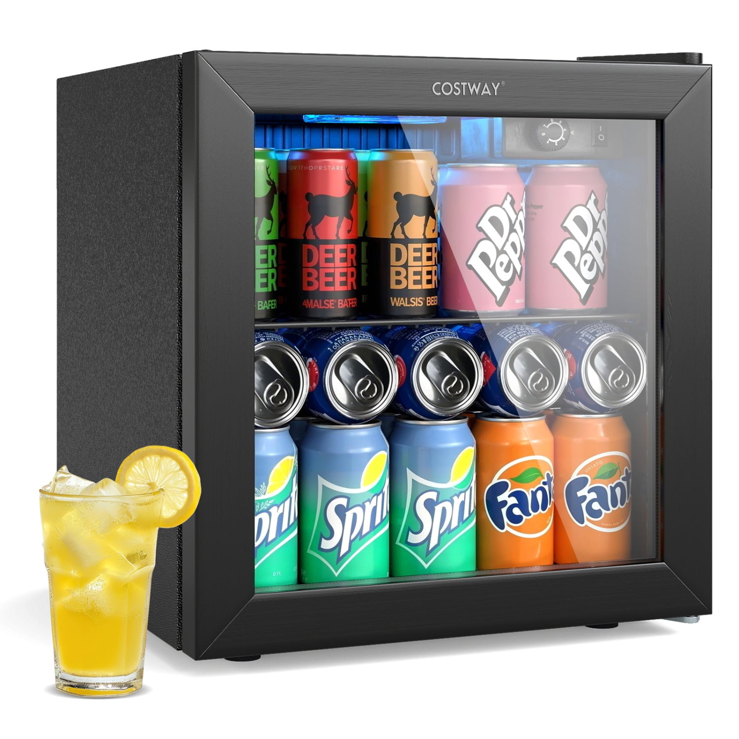 Nugget ice maker and beverage cooler combo by Wilsons Home Store with chewable ice and compact drink storage in kitchen appliance image.