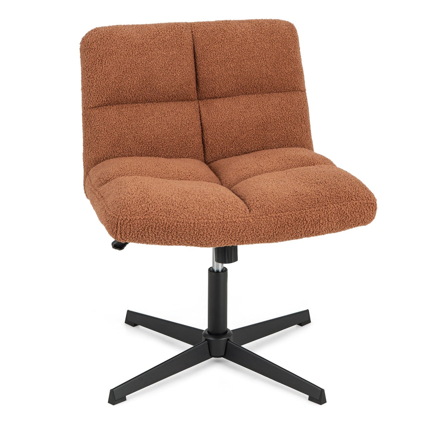 Office Armless Chair Cross Legged with Imitation Lamb Fleece and Adjustable Height-Beige