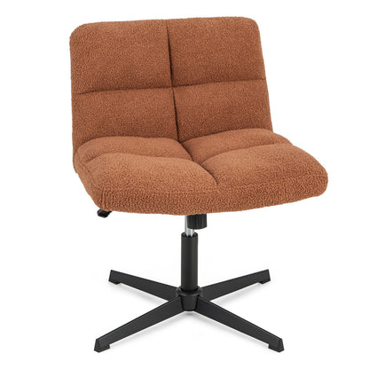 Office Armless Chair Cross Legged with Imitation Lamb Fleece and Adjustable Height-Beige