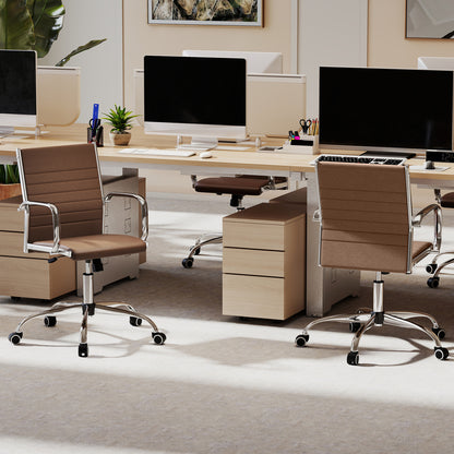 Office Chair Height Adjustable Conference Room Chair with Rocking Backrest Armrests-Black