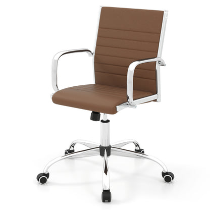 Office Chair Height Adjustable Conference Room Chair with Rocking Backrest Armrests-Black