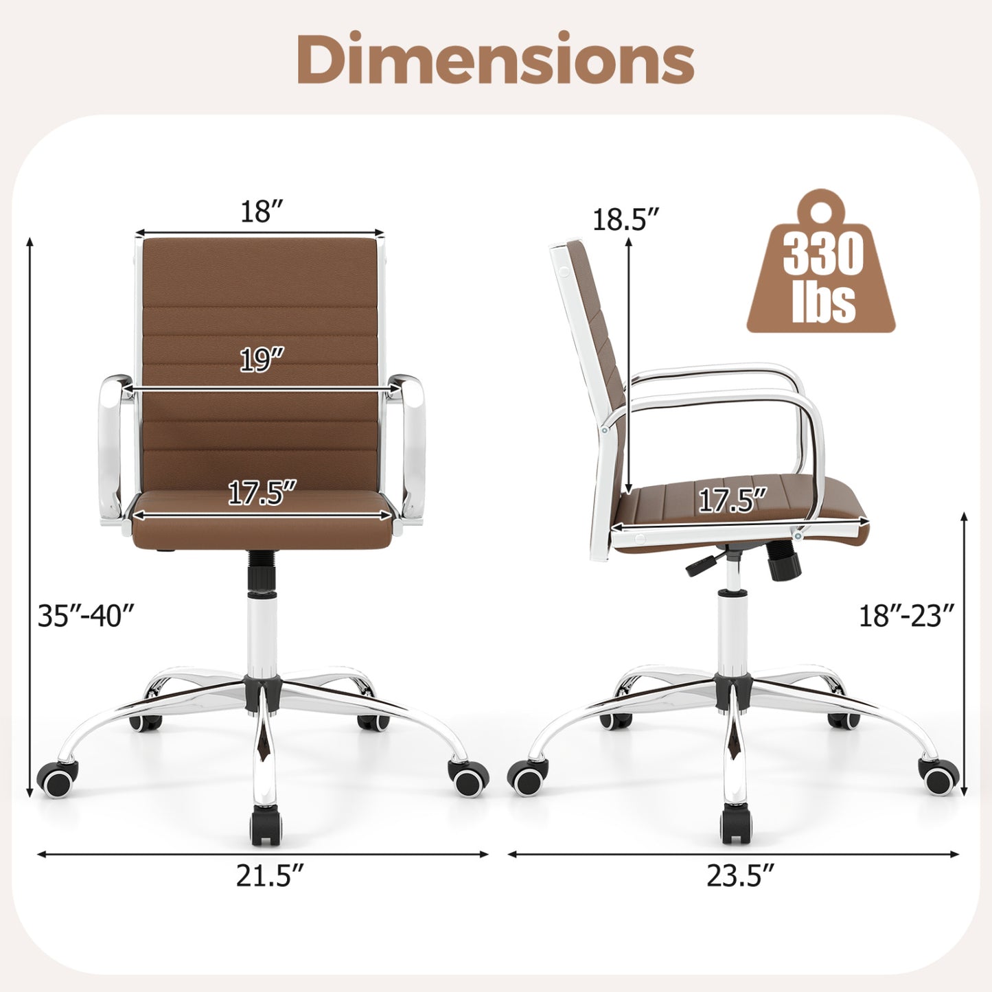 Office Chair Height Adjustable Conference Room Chair with Rocking Backrest Armrests-Black