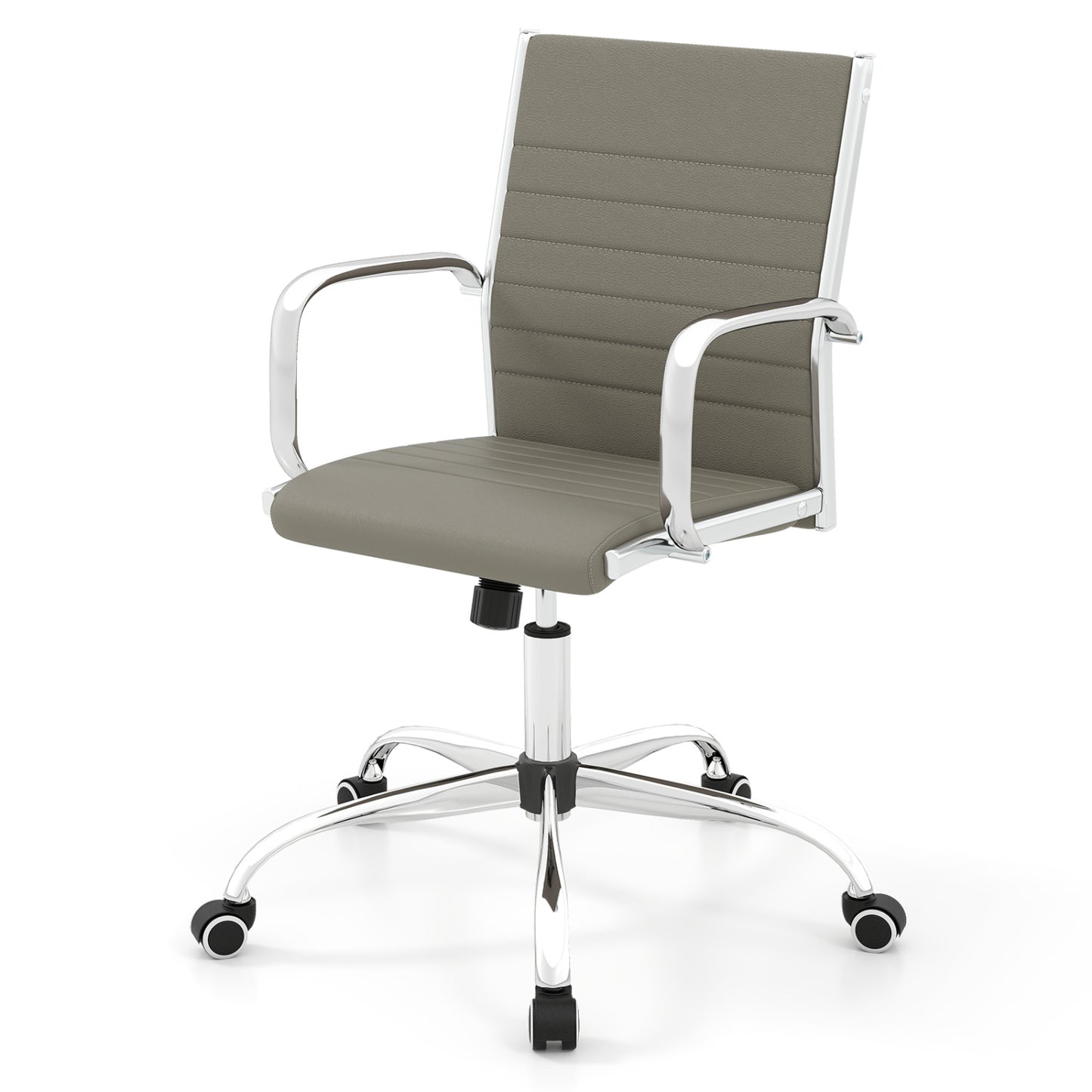 Office Chair Height Adjustable Conference Room Chair with Rocking Backrest Armrests-Black
