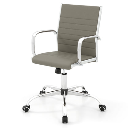 Office Chair Height Adjustable Conference Room Chair with Rocking Backrest Armrests-Black