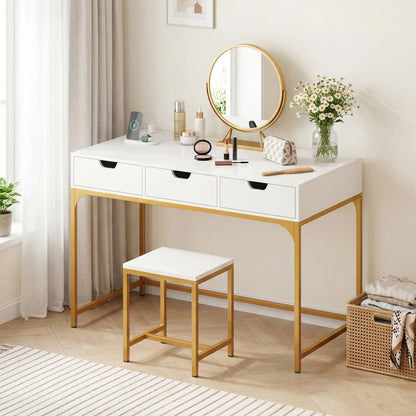 Office Desk with Power Outlets and Hidden Compartment for Study-Rustic Brown