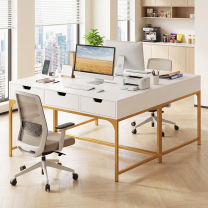 Office Desk with Power Outlets and Hidden Compartment for Study-Rustic Brown