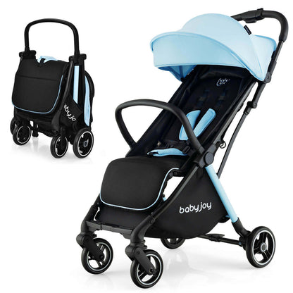 One-Hand Folding Portable Lightweight Baby Stroller with Aluminum Frame for Kids-Blue