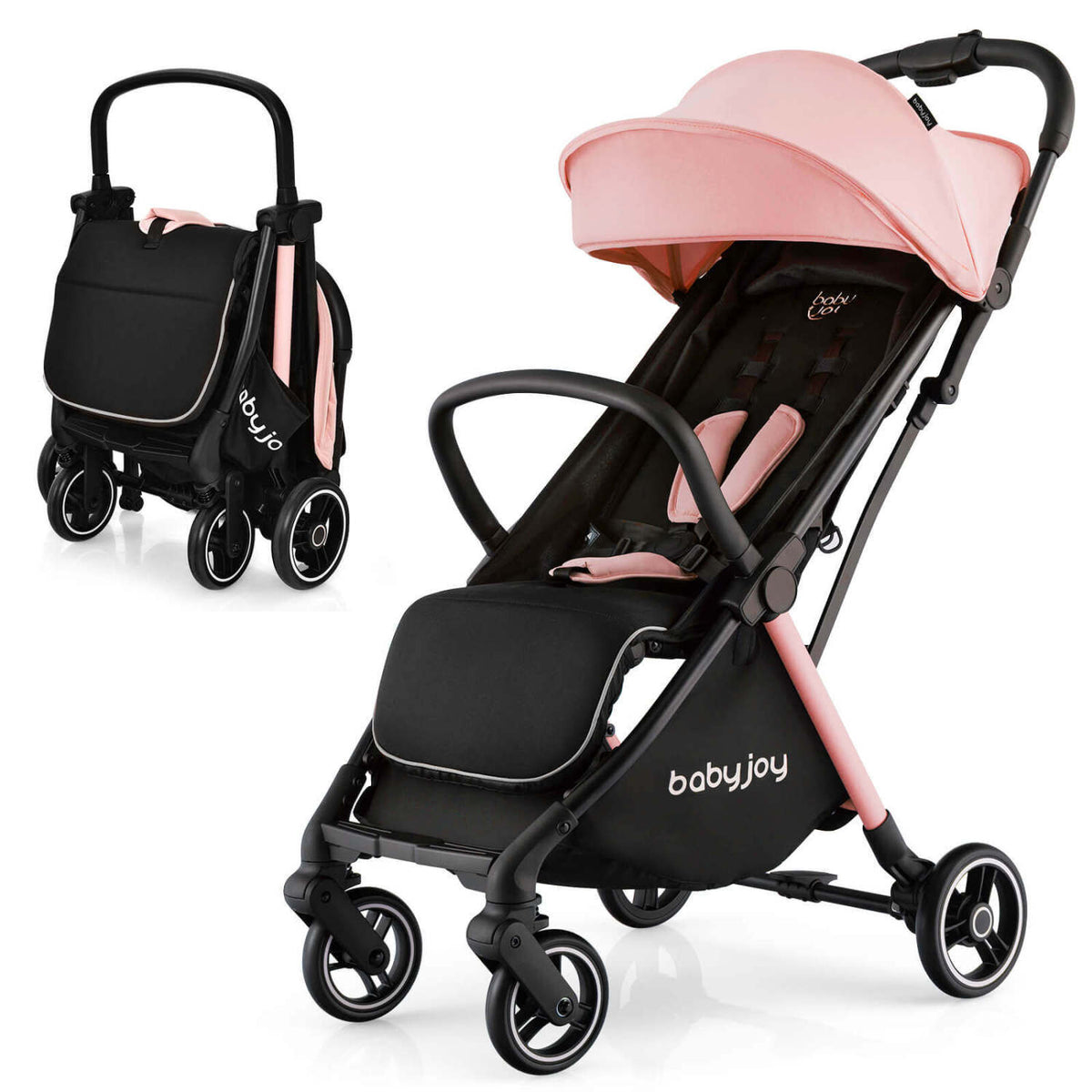 One-Hand Folding Portable Lightweight Baby Stroller with Aluminum Frame for Kids-Blue