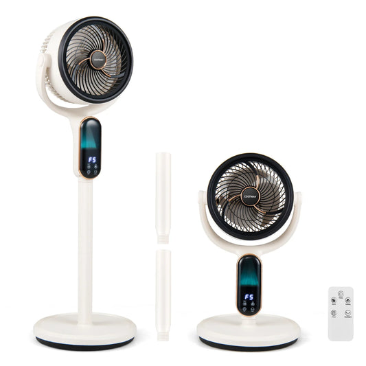 Oscillating Pedestal Fan with 8 Speeds Remote and 12H Timer-White