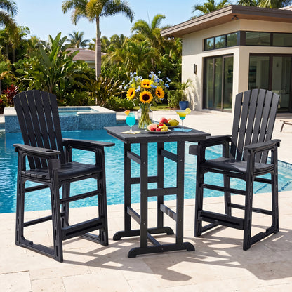 Black outdoor 29-inch bar stool with backrest and armrests, perfect for patio outdoor and patio bar furniture.