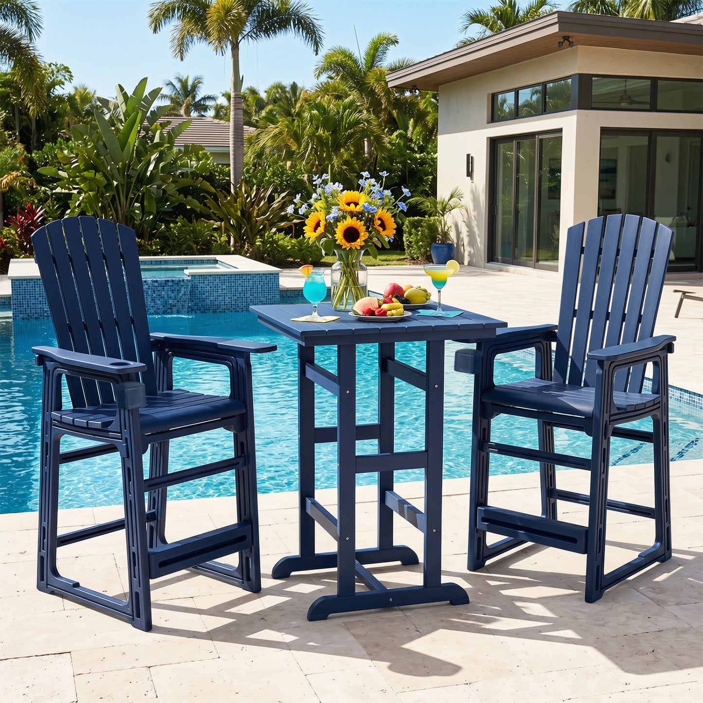 Black 29-inch outdoor bar stool with backrest and armrests, ideal for patio seating, by Direct from Wilsons Home Store.