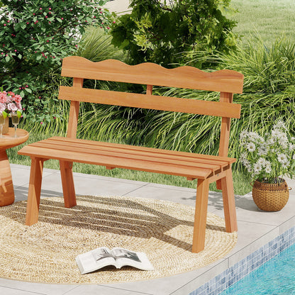 Outdoor Acacia Wood Garden Bench with 800 lbs Weight Capacity