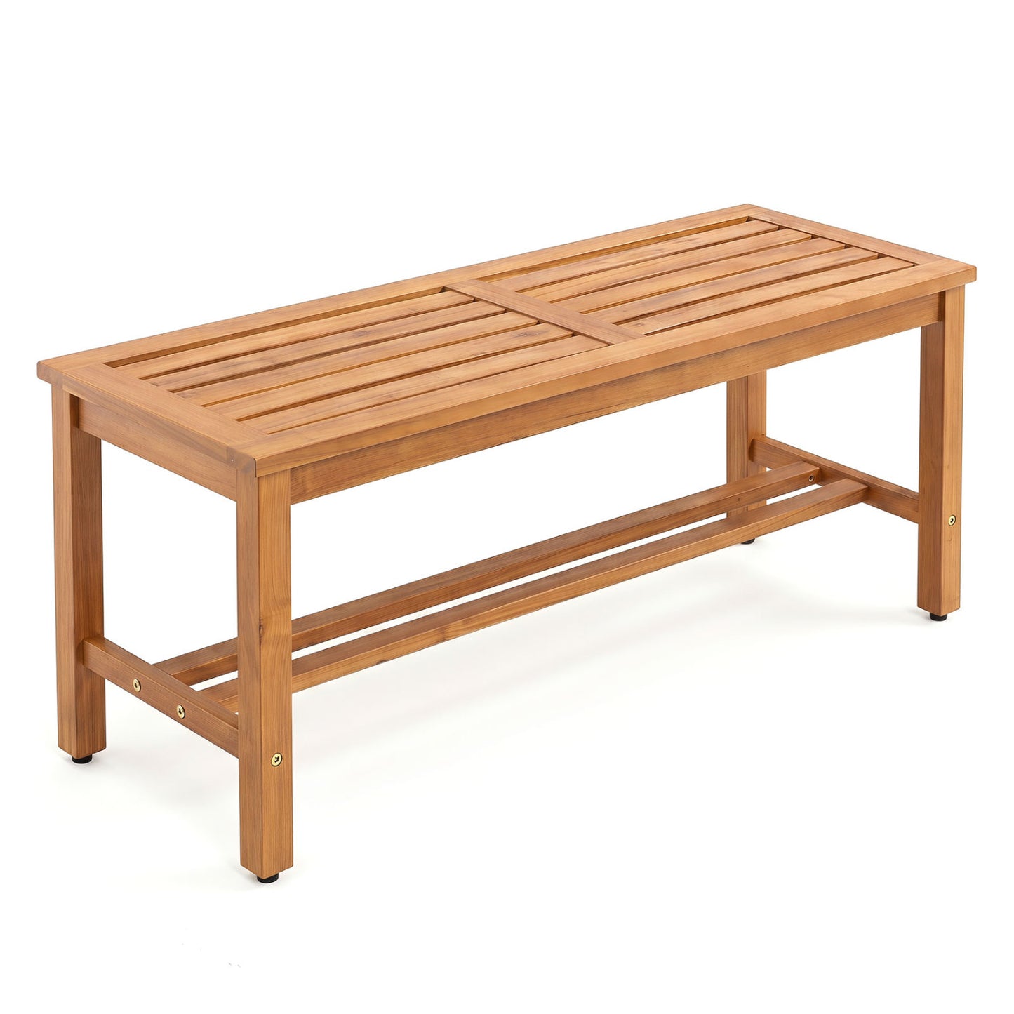 Outdoor Acacia Wood Patio Bench for 2 with Slatted Seat-2 Pieces