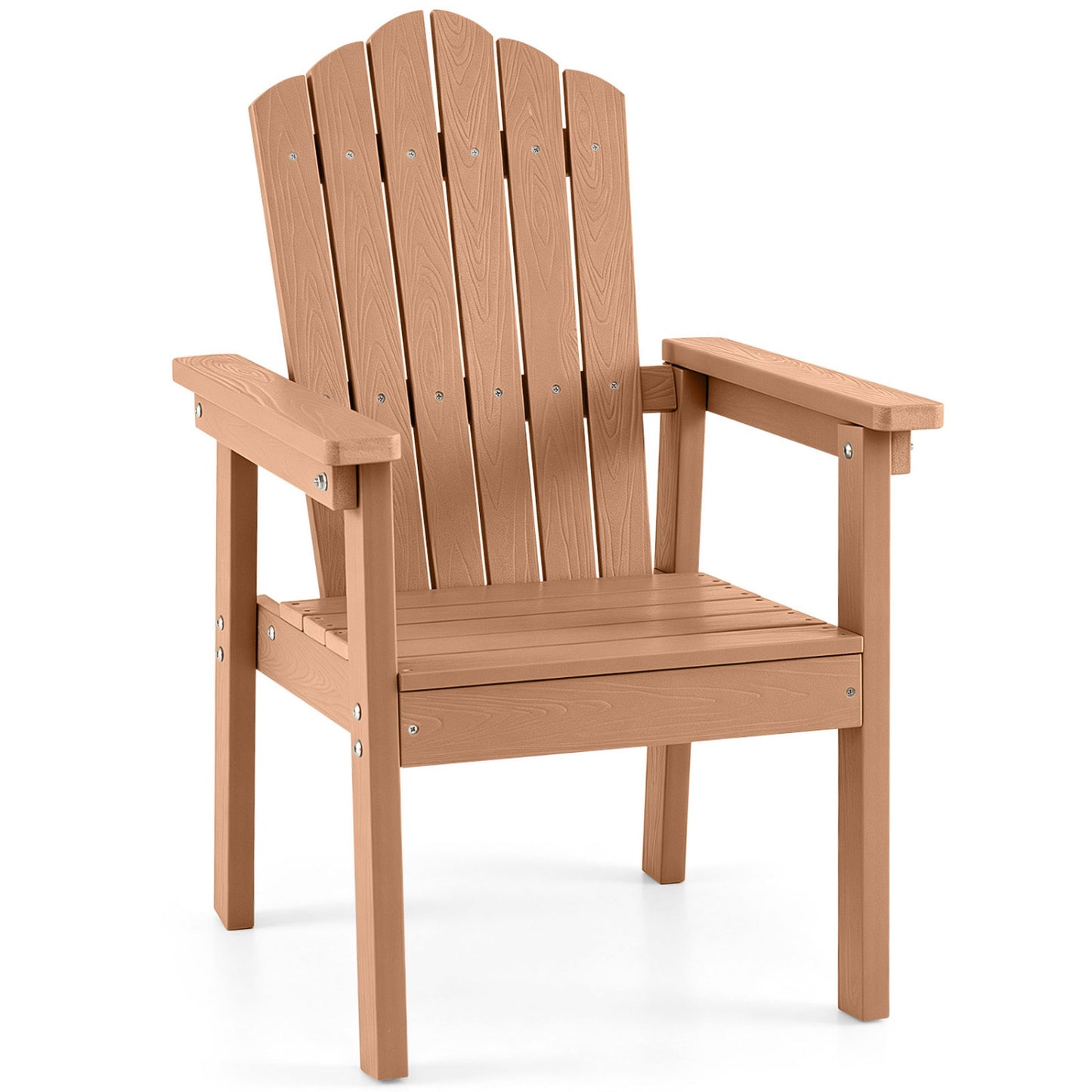 Outdoor Adirondack Chair with High Backrest and Wide Armrests for Deck Poolside-Brown