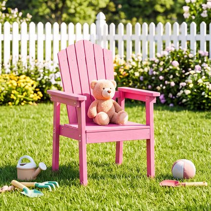 Outdoor Adirondack Chair with High Backrest and Wide Armrests for Deck Poolside-Brown