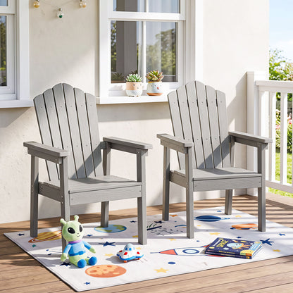 Outdoor Adirondack Chair with High Backrest and Wide Armrests for Deck Poolside-Brown