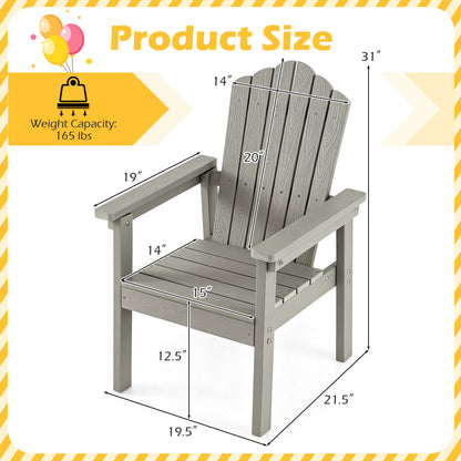 Outdoor Adirondack Chair with High Backrest and Wide Armrests for Deck Poolside-Brown
