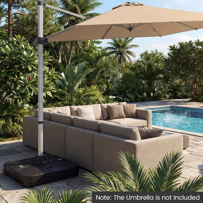 Outdoor Cantilever Umbrella Base Square Water and Sand Fillable Base-34 Inches
