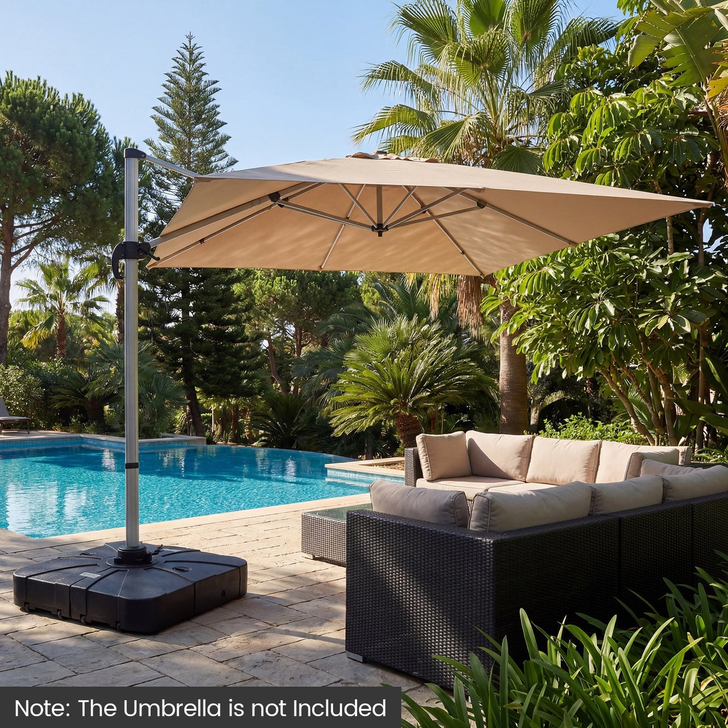 Outdoor Cantilever Umbrella Base Square Water and Sand Fillable Base-34 Inches