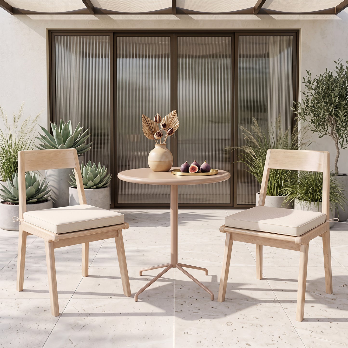 Outdoor Chair Cushion Set of 4 Waterproof Olefin Seat Cushions-Beige