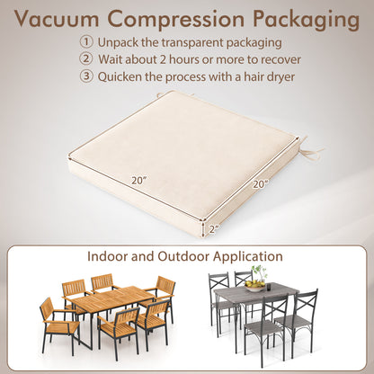 Outdoor Chair Cushion Set of 6 Waterproof Olefin Seat Cushions-Beige