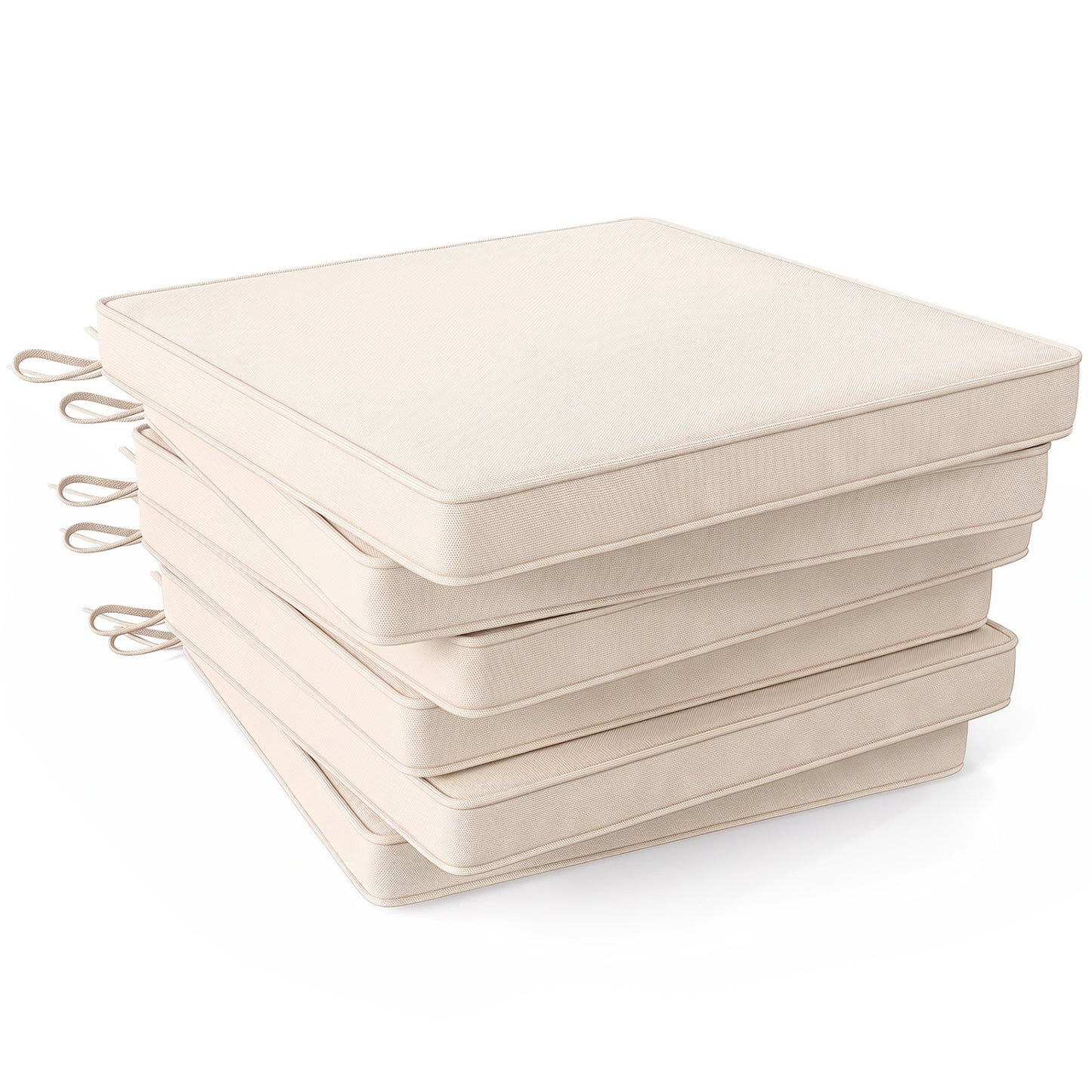 Outdoor Chair Cushion Set of 6 Waterproof Olefin Seat Cushions-Beige