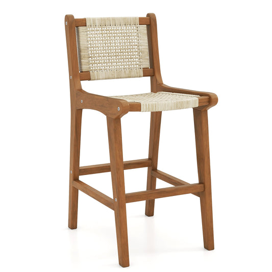 Outdoor Counter Height Bar Stool with Teak Wood Frame