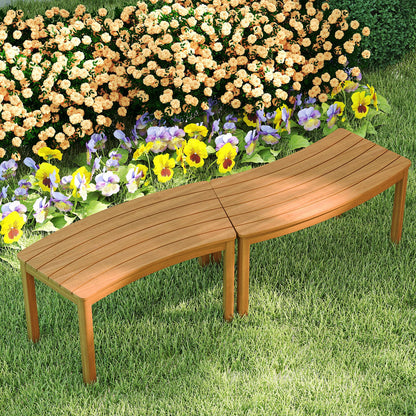 Outdoor Curved Acacia  Wood Bench Set of 2/3/4 for Front Porch-4