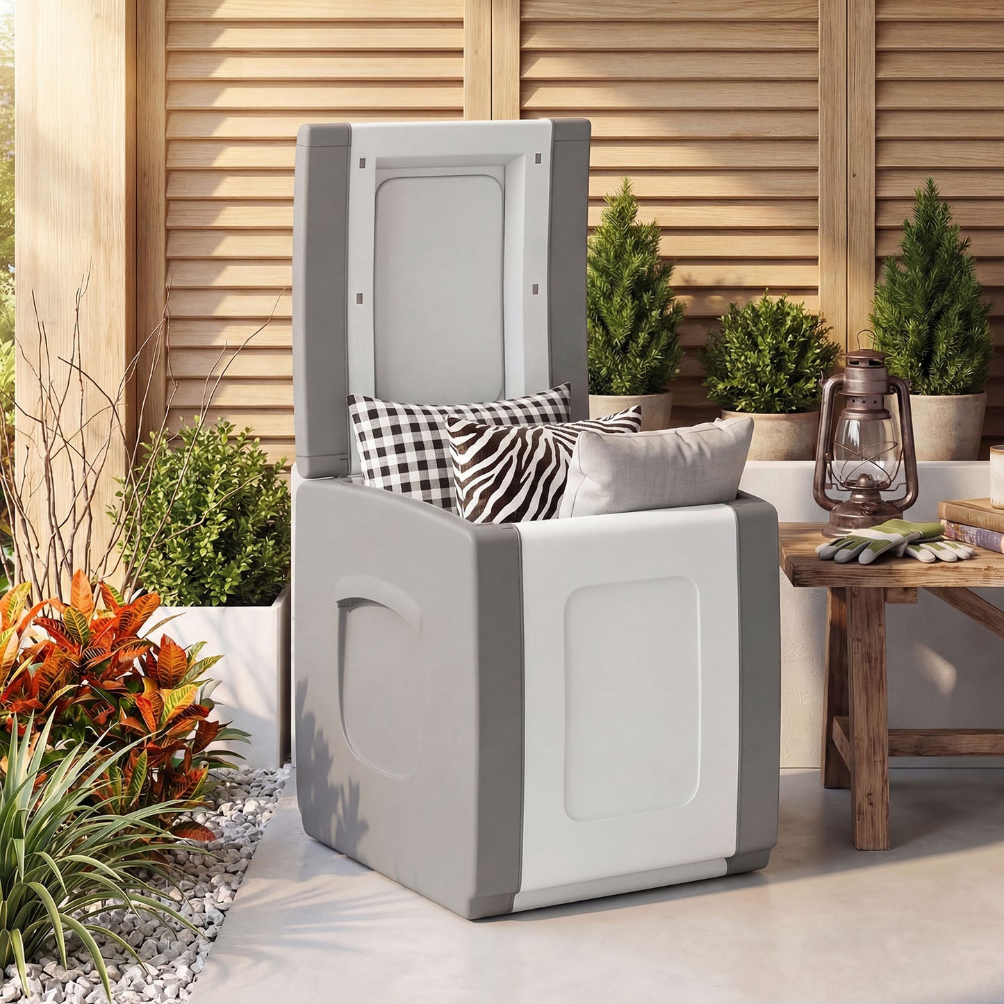 Outdoor Deck Box with Lid for Packages and Garden-Beige