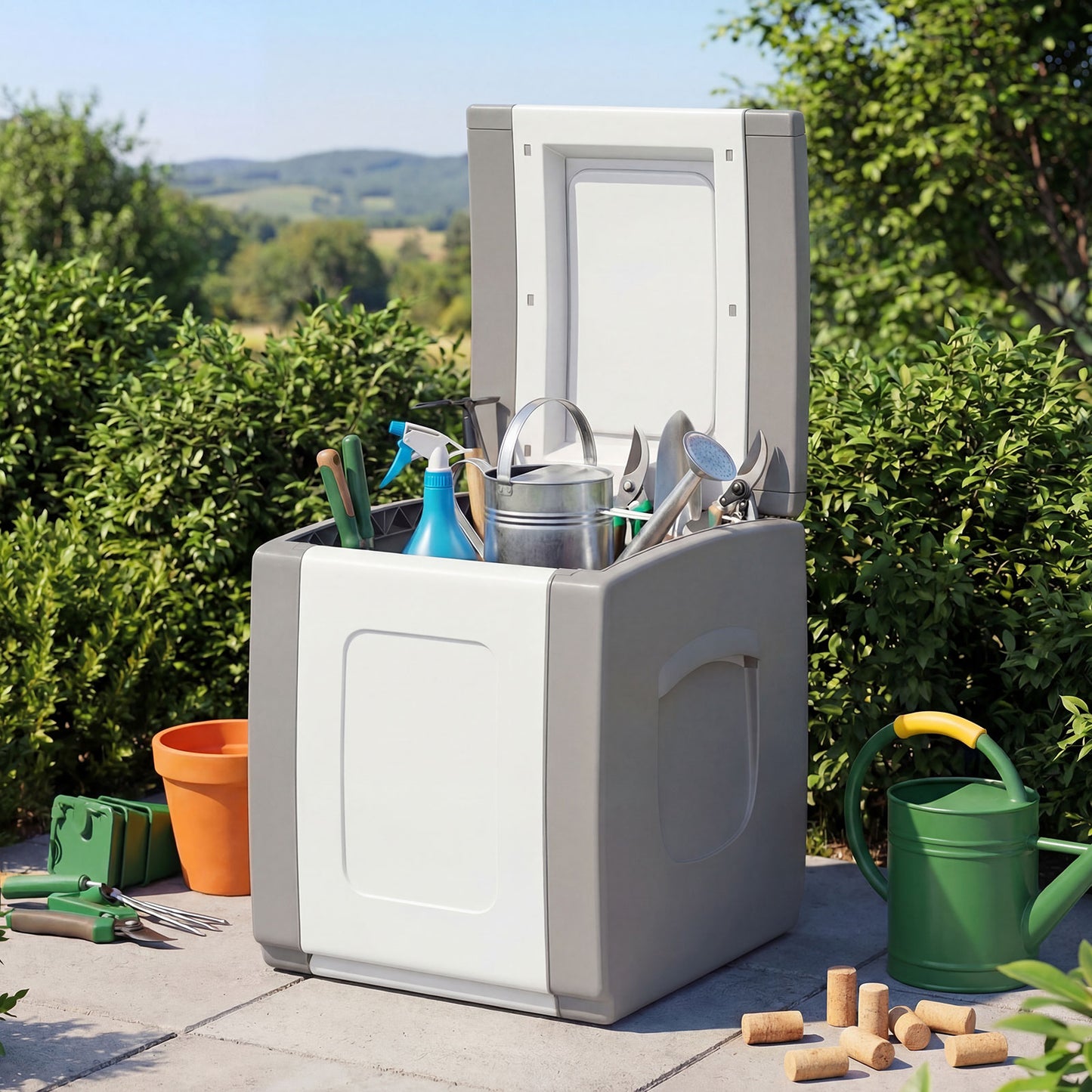 Outdoor Deck Box with Lid for Packages and Garden-Beige