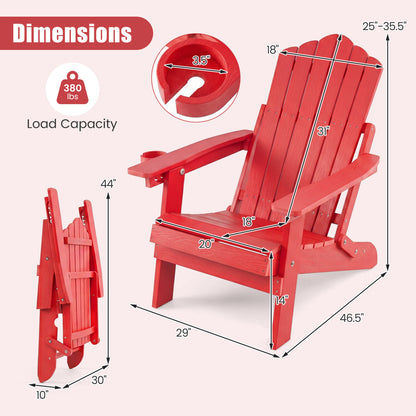 Black outdoor folding Adirondack chair with cup holder and 5-level backrest, made by Direct by Wilsons Home Store.
