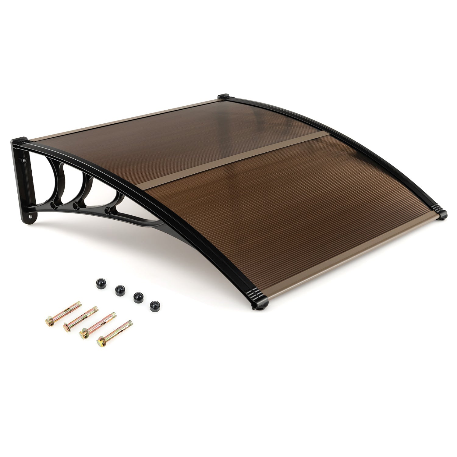 Outdoor front door patio awning by Wilsons Home Store, 40x40 inch shade for sun, rain, snow, and wind protection.