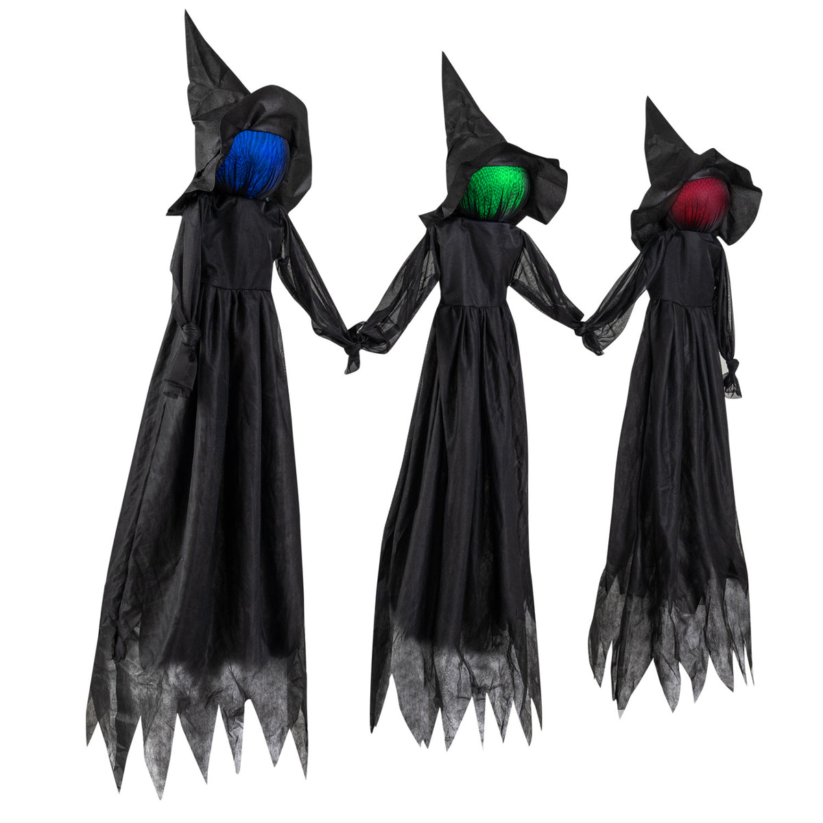 Outdoor Halloween Witch Decoration with LED Lighted Face
