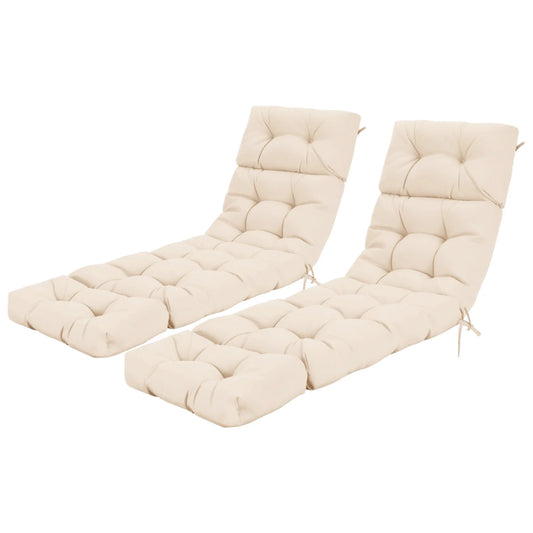 Outdoor Lounge Chaise Cushion 73"x22" with High Back String Ties-Beige