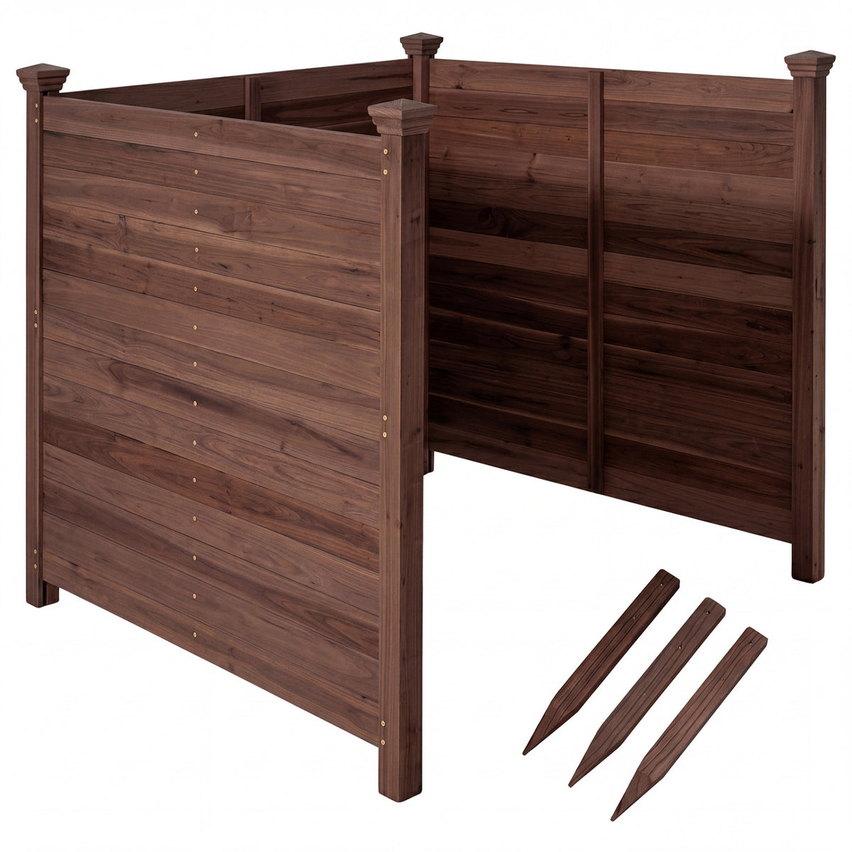 Black 3-panel outdoor privacy fence screen by Wilsons Home Store, ideal for air conditioner coverage in outdoor spaces.
