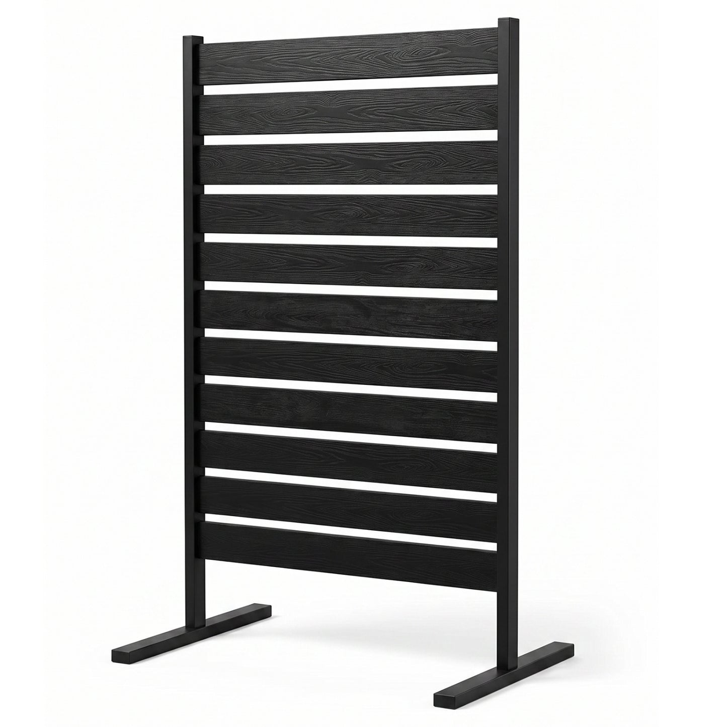 Black outdoor privacy screen fence for backyard pool or lawn, decorative fencing accessory by Wilsons Home Store.