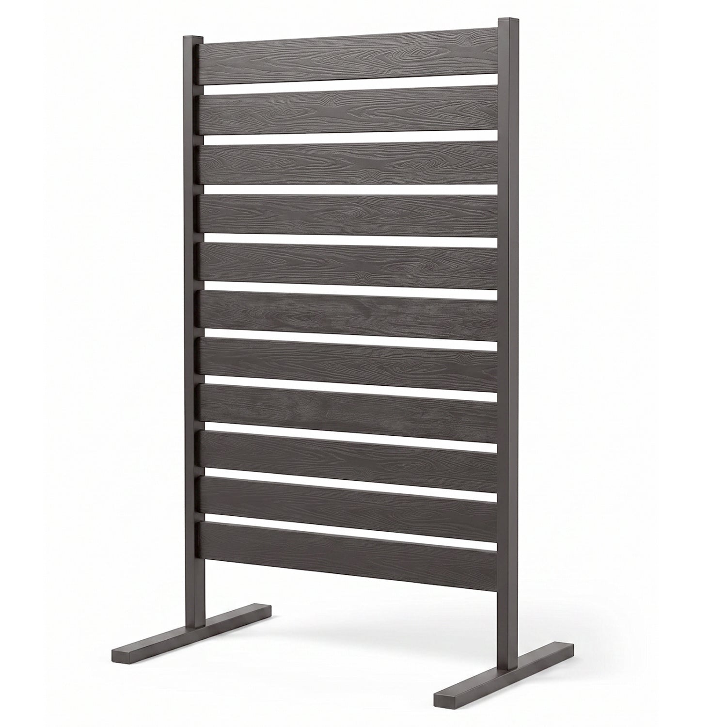 Black outdoor privacy screen fence for backyard pool or lawn, decorative fencing accessory by Wilsons Home Store.