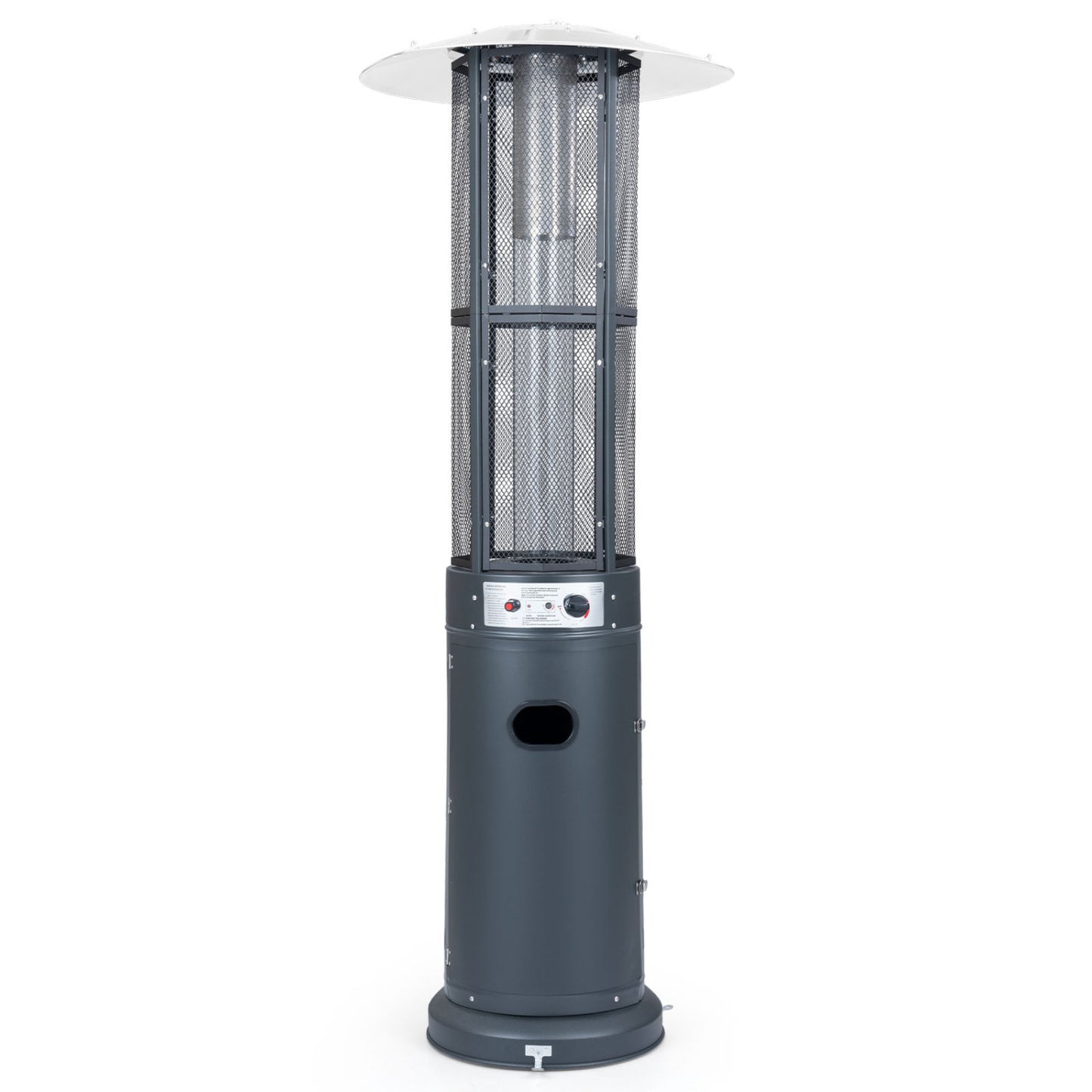 Outdoor Propane Patio Heater with Glass Tube and Tilt-Over Protection-Darkgray