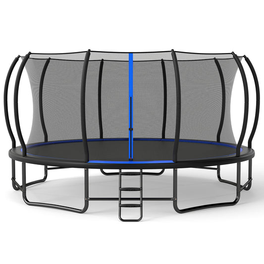 Outdoor Recreational Trampoline Giant Round Rebounder with Enclosure Net-Blue