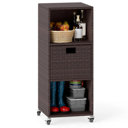 Outdoor Storage Cabinet with Drawer and 3 Shelves for Backyard