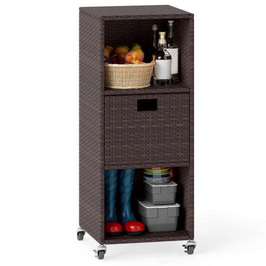 Outdoor Storage Cabinet with Drawer and 3 Shelves for Backyard