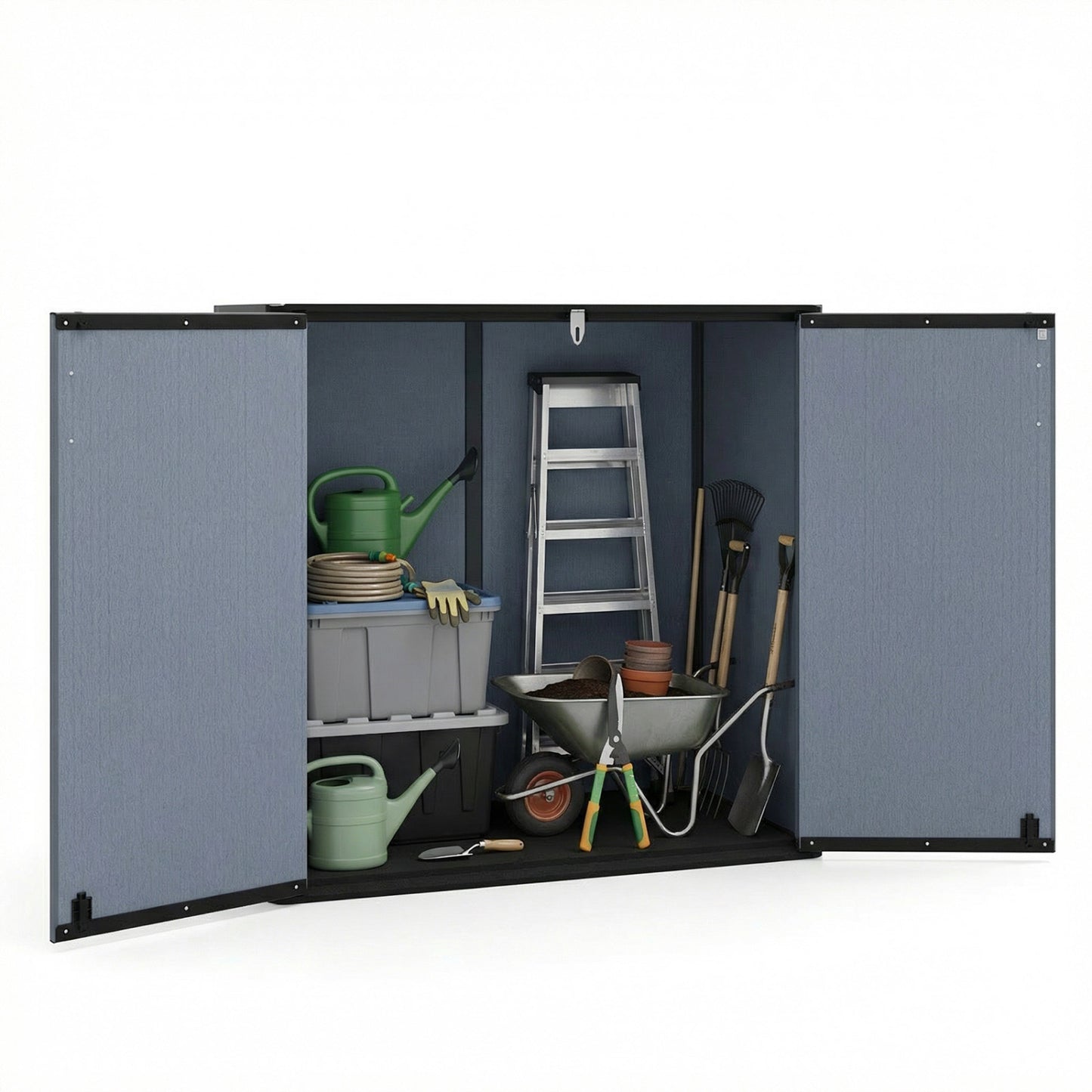 Outdoor Storage Shed 23.5 Cu.ft All-Weather Storage Box with Floor Lockable Door-Gray