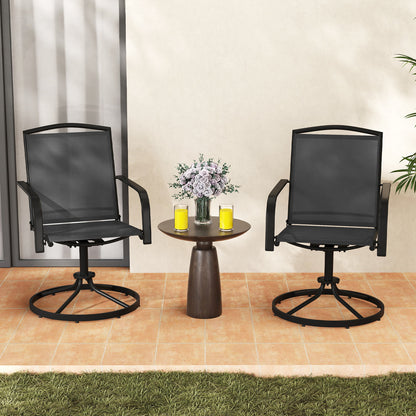 Outdoor Swivel Chairs Set of 2 with High Back and Breathable Seat-Black