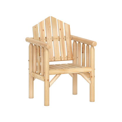 Outdoor Wood Armchair Wooden Patio Dining Chair with Armrests-Brown