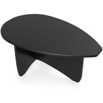 Oval Coffee Table Mid Century Modern Accent Table Low Profile Wooden Center Table-Black