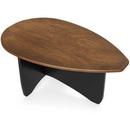 Oval Coffee Table Mid Century Modern Accent Table Low Profile Wooden Center Table-Black