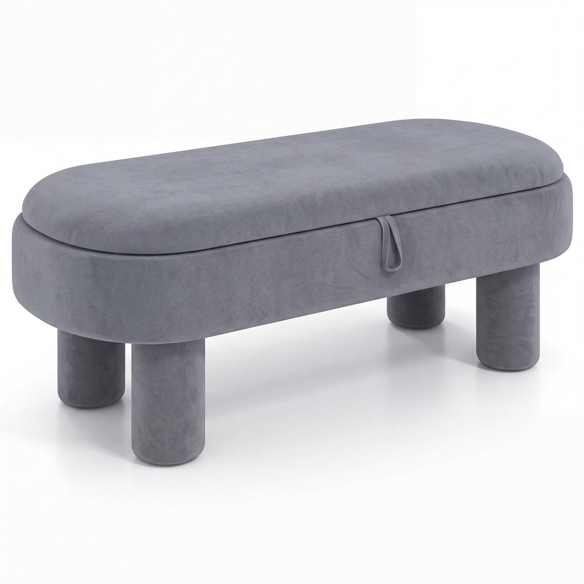 Oval Storage Ottoman Bench with Upholstered Seat for Bedroom-Brown
